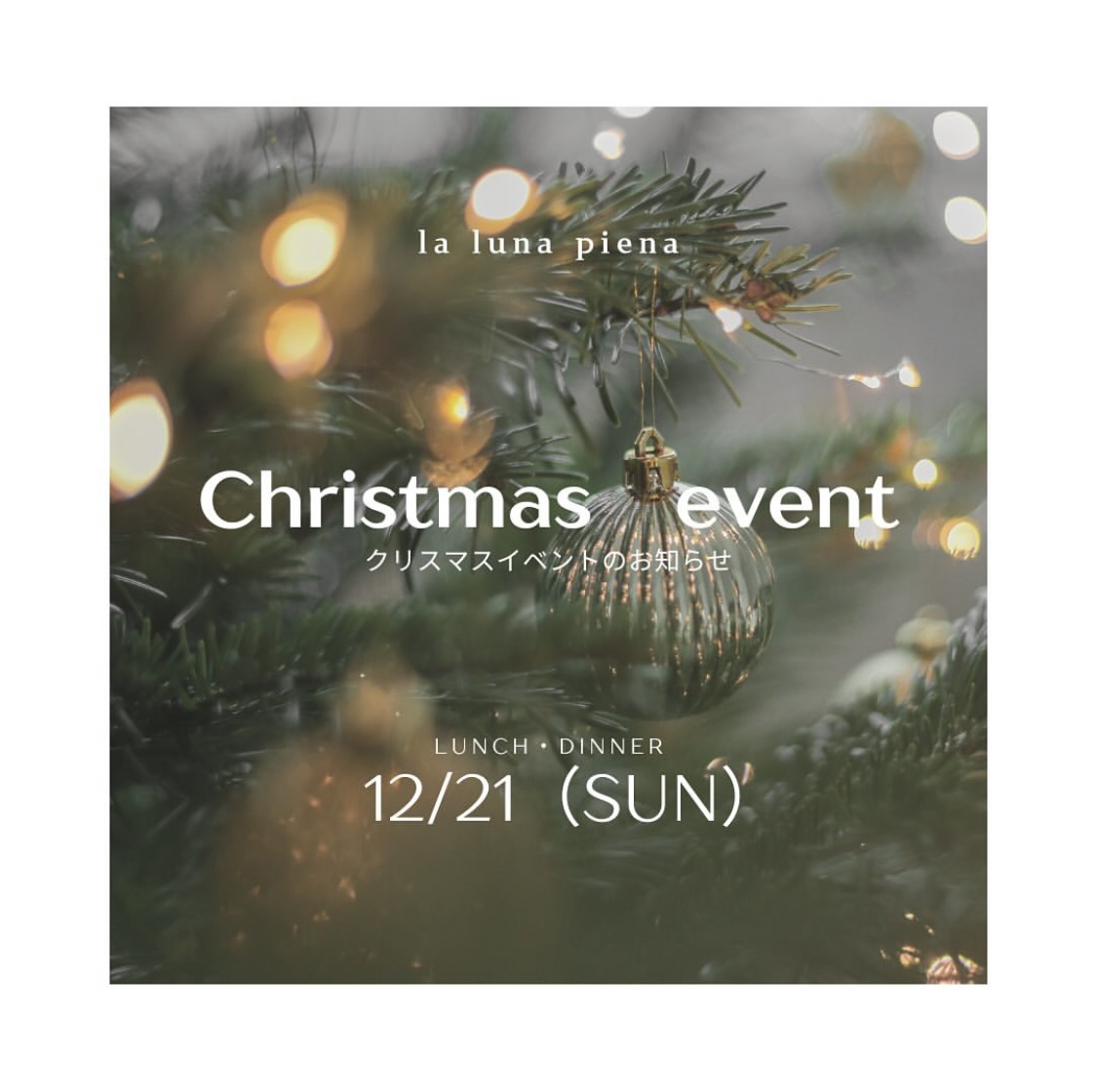 🎄2025年クリスマスディナーのご案内🎄